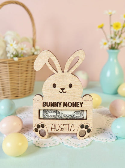 Personalized Bunny Money Holder Easter Basket Gift Tag