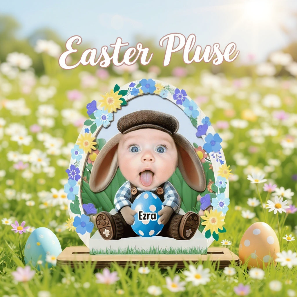 Personalisierte Osterhasen-Plakette für Kinder mit Foto-Upload