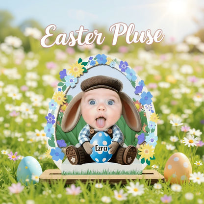 Personalisierte Osterhasen-Plakette für Kinder mit Foto-Upload