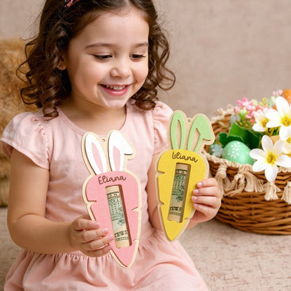 Personalized Easter Carrot Wood Money Holder Ornament