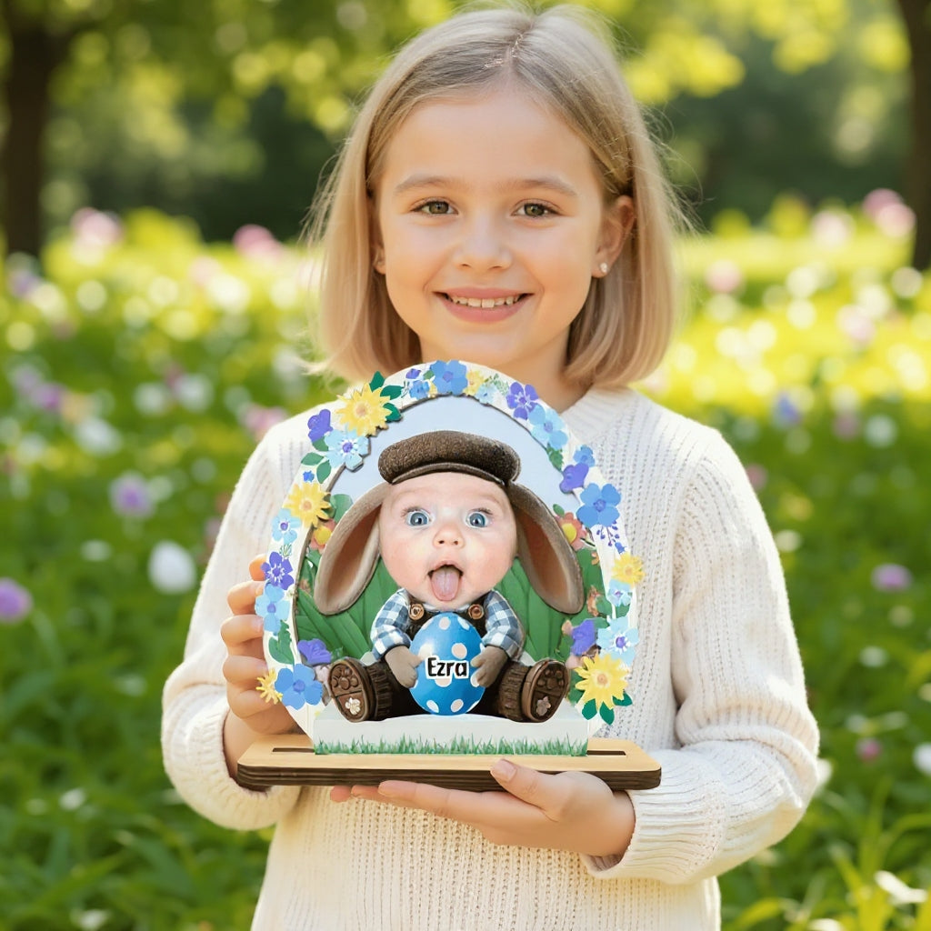 Personalisierte Osterhasen-Plakette für Kinder mit Foto-Upload