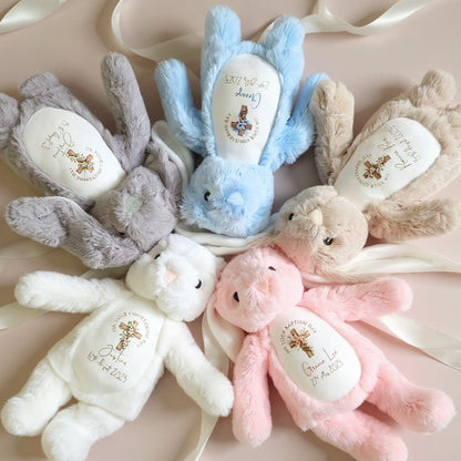 Personalisierter Taufhase als Plüschtier – Geschenk mit individuellem Namen und Datum