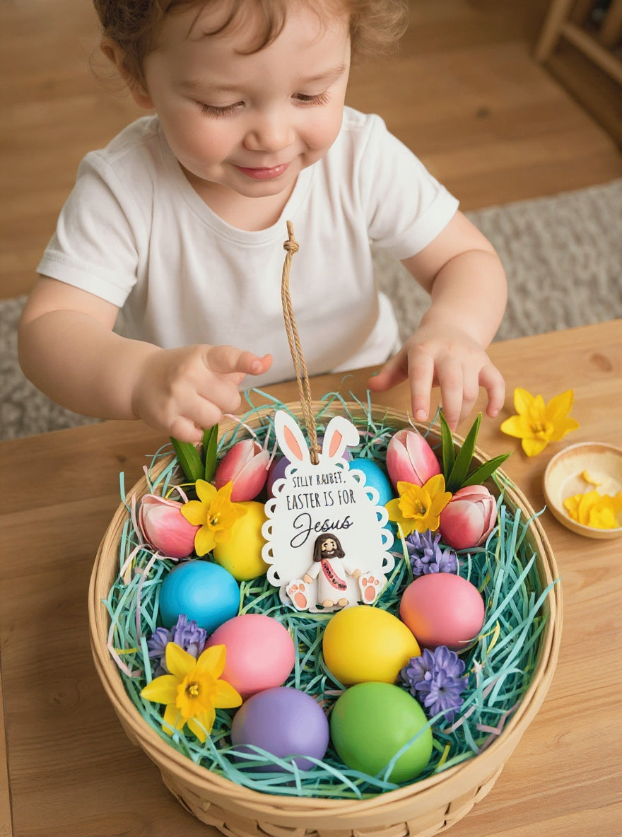 Personalisierte Osterdekoration – Lustiger Hase, Wunschtext