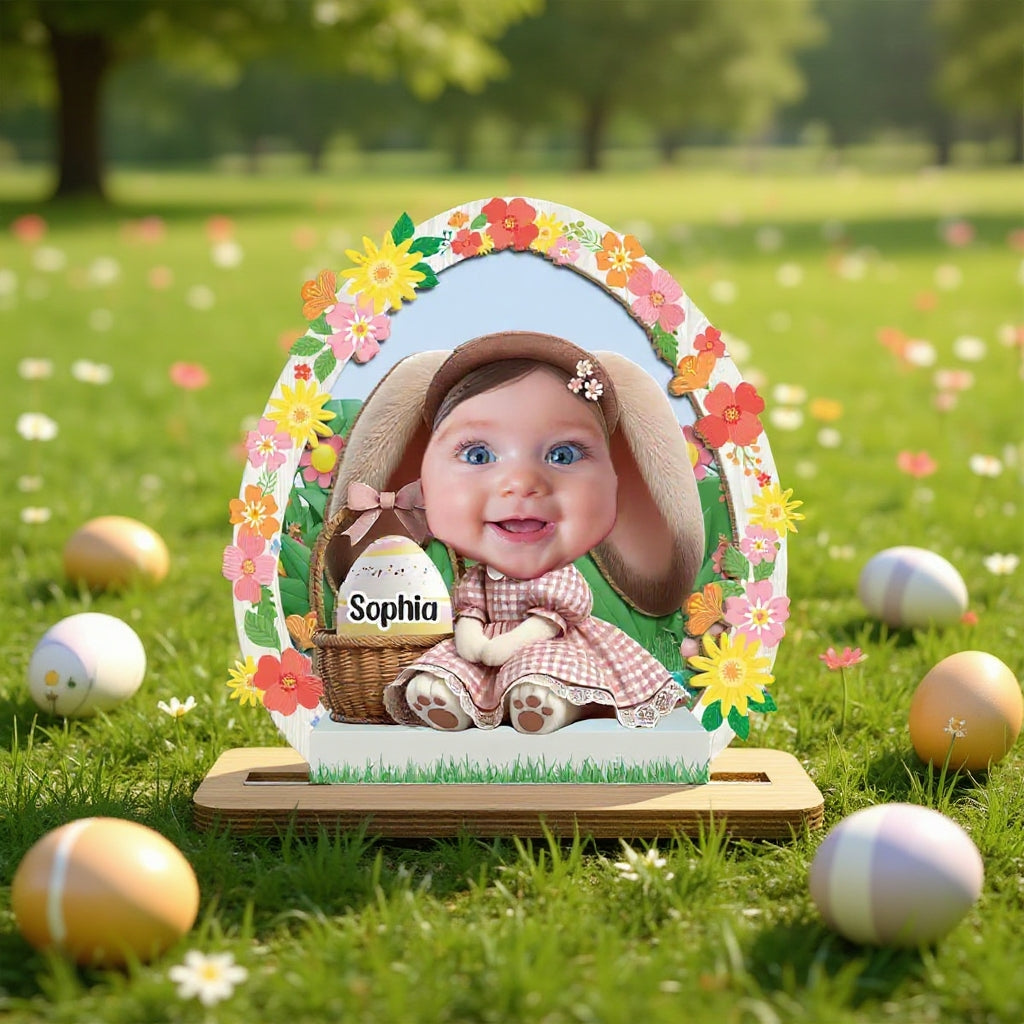 Personalisierte Osterhasen-Plakette für Kinder mit Foto-Upload