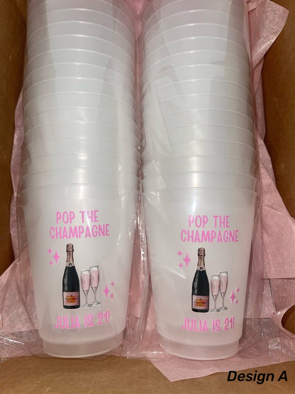 Custom Frosted Party Cups – Set of 8 Personalized 16oz Reusable Cups