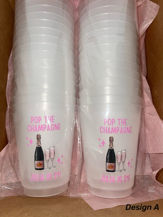 Custom Frosted Party Cups – Set of 8 Personalized 16oz Reusable Cups