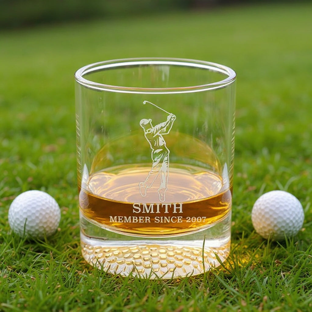 Personalized Golf Whiskey Glass – Custom Gift for Him