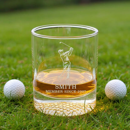 Personalized Golf Whiskey Glass – Custom Gift for Him