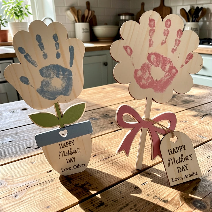 Personalized Handprint Flower Gift for Mom & Grandma