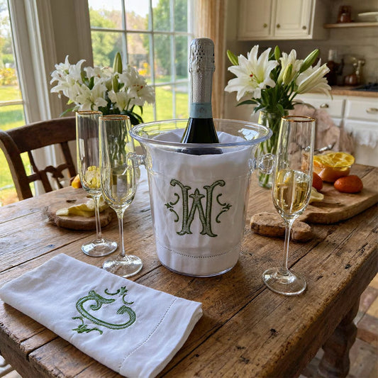 Personalized Embroidered Tea Towel with Custom Initial