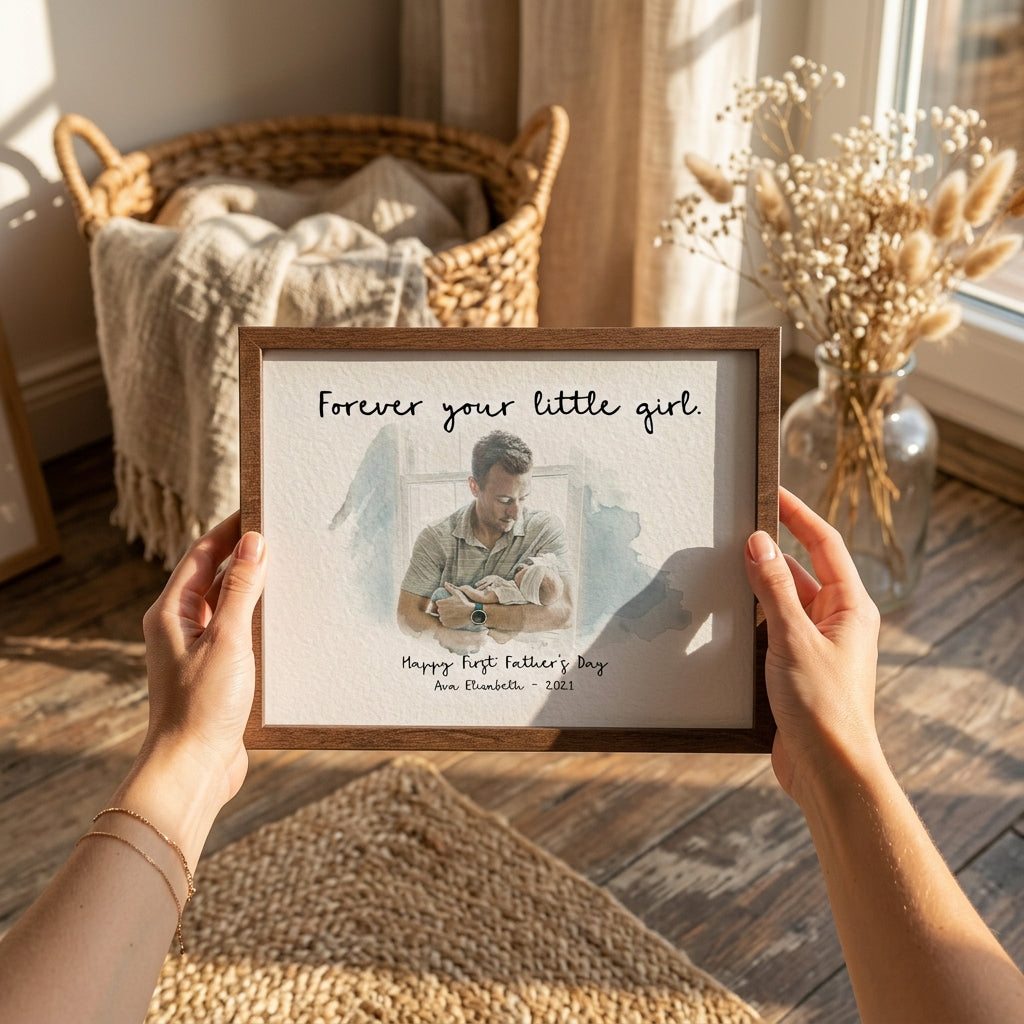 Custom Watercolor Photo Frame | Personalized Dad Gift Plaque