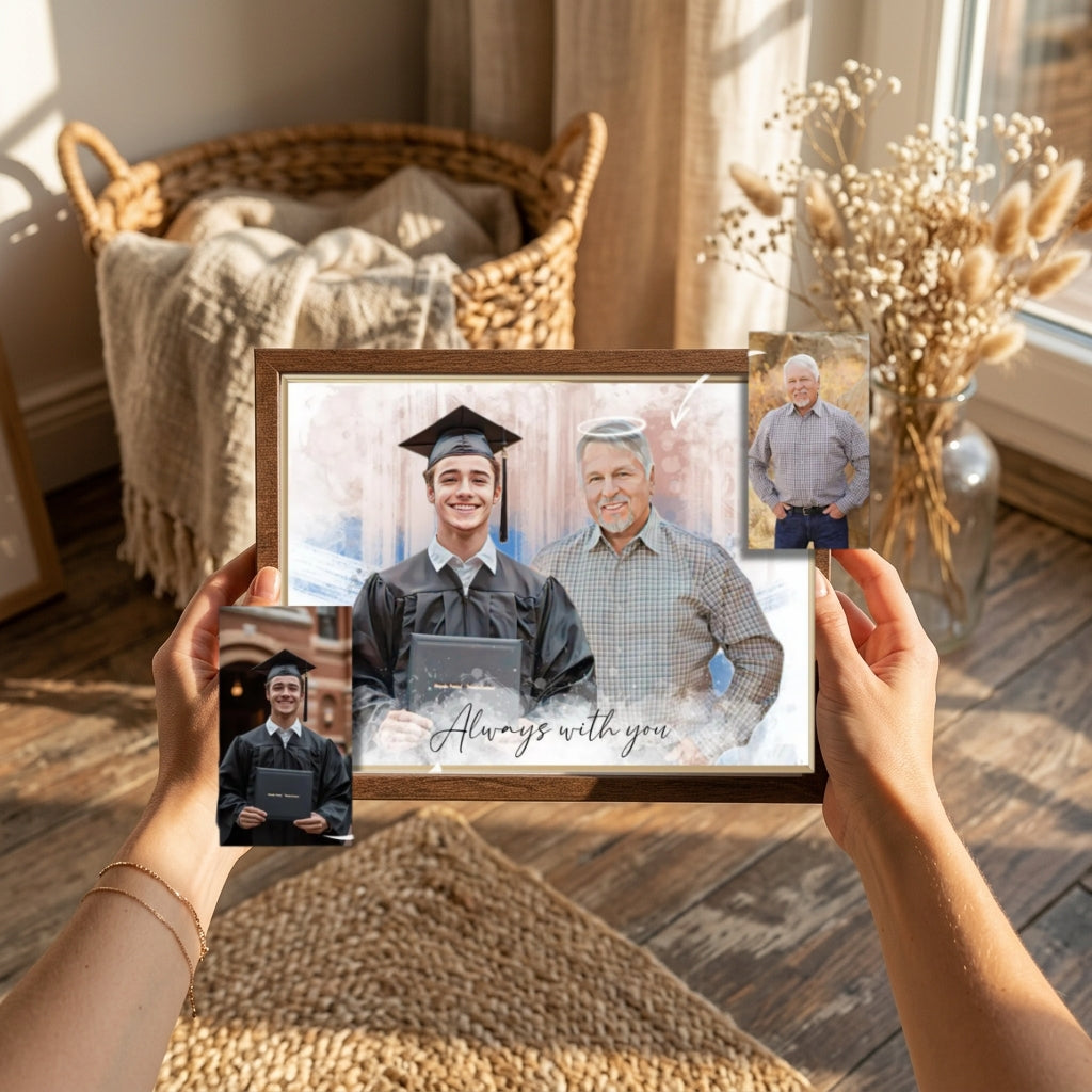 Custom Watercolor Photo Frame | Graduation Memorial Wood Plaque
