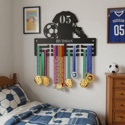 Personalized Football Medal Holder | Custom Soccer Medal Display