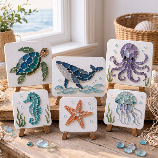 DIY Sea Glass Mosaic Kit | Ocean Animal Craft for Beginners