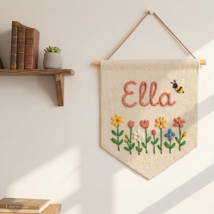 Personalized Floral Name Banner for Girl Nursery