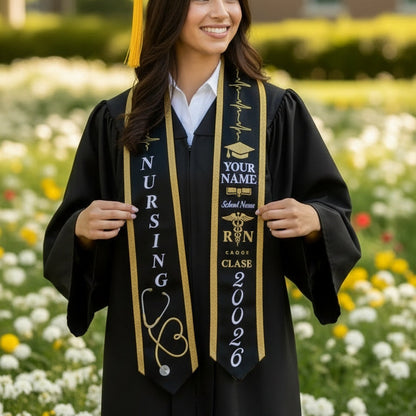 Personalized Nursing Graduation Stole – RN | BSN | MSN | Name & School