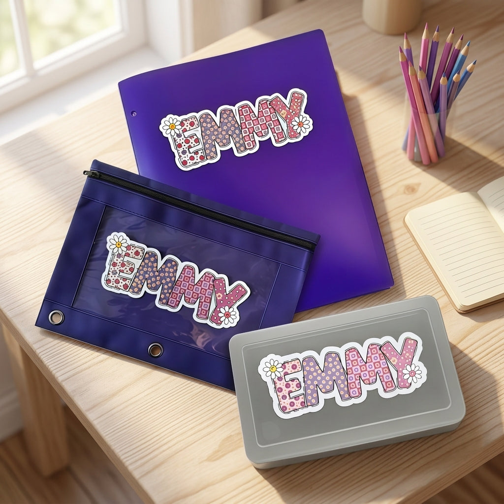 Personalized Waterproof Daisy Name Stickers for Kids | School Labels