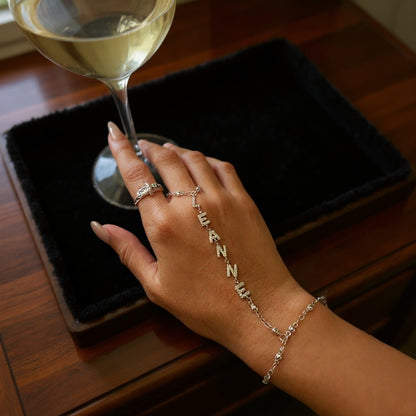 Custom Name Hand Chain – Pavé Gold & Silver Personalized Bracelet