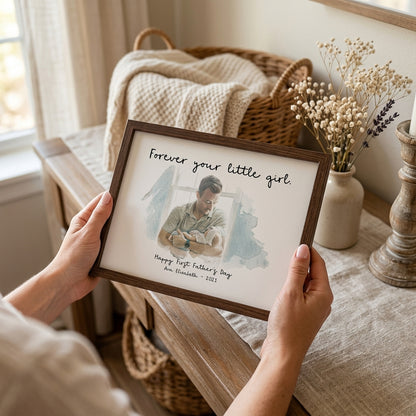 Custom Watercolor Photo Frame | Personalized Dad Gift Plaque