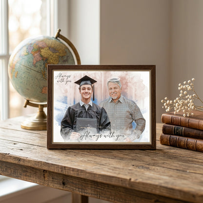 Custom Watercolor Photo Frame | Graduation Memorial Wood Plaque