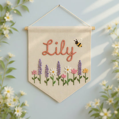 Personalized Floral Name Banner for Girl Nursery