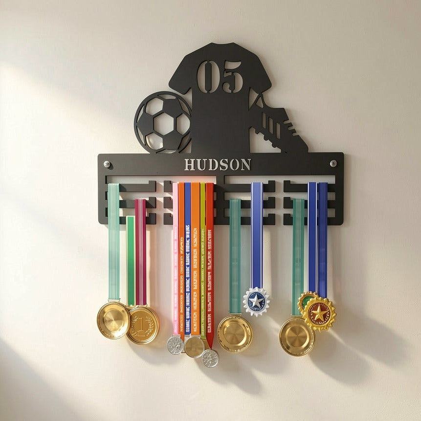 Personalized Football Medal Holder | Custom Soccer Medal Display