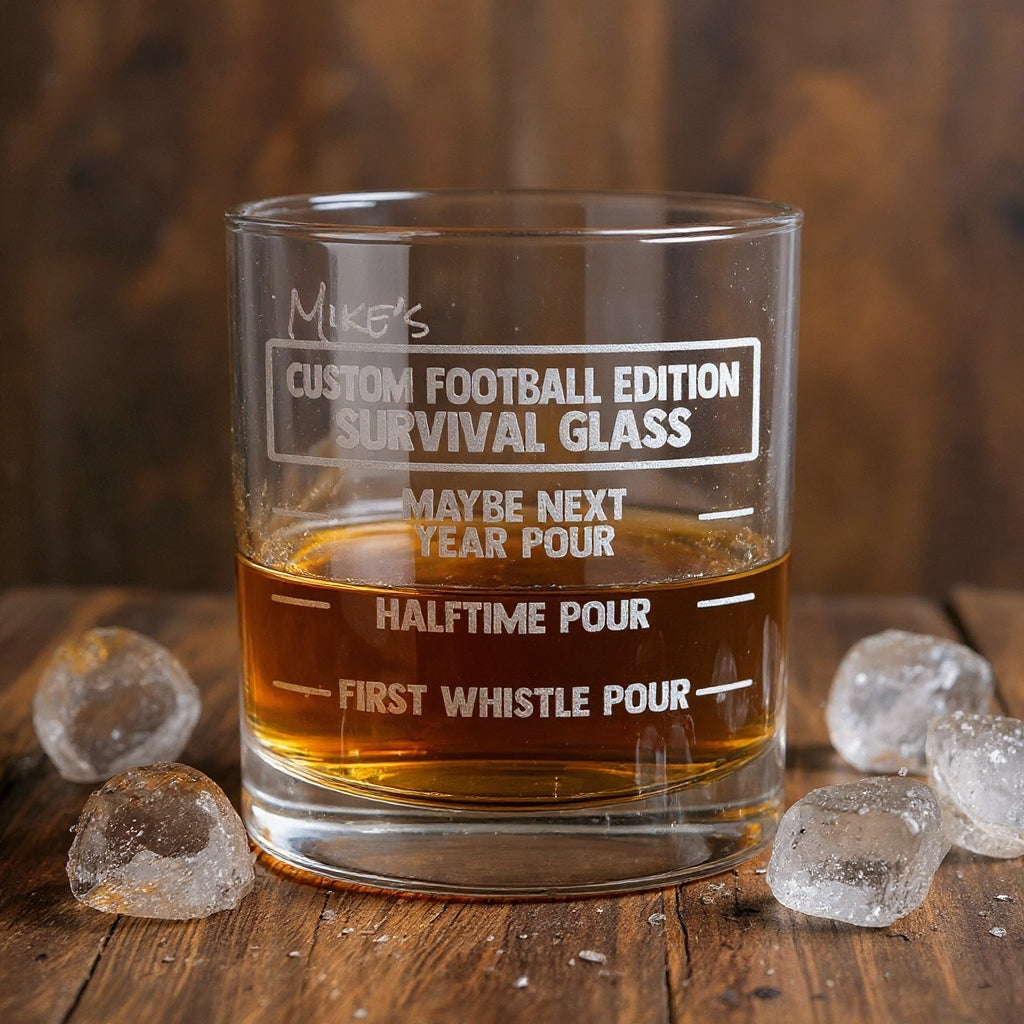 Custom Football Game Day Whiskey Glass – Personalized Gift for Him