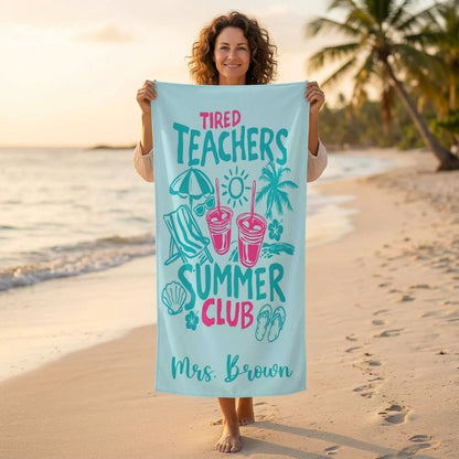 Personalized Teacher Beach Towel – Custom Name Summer Gift