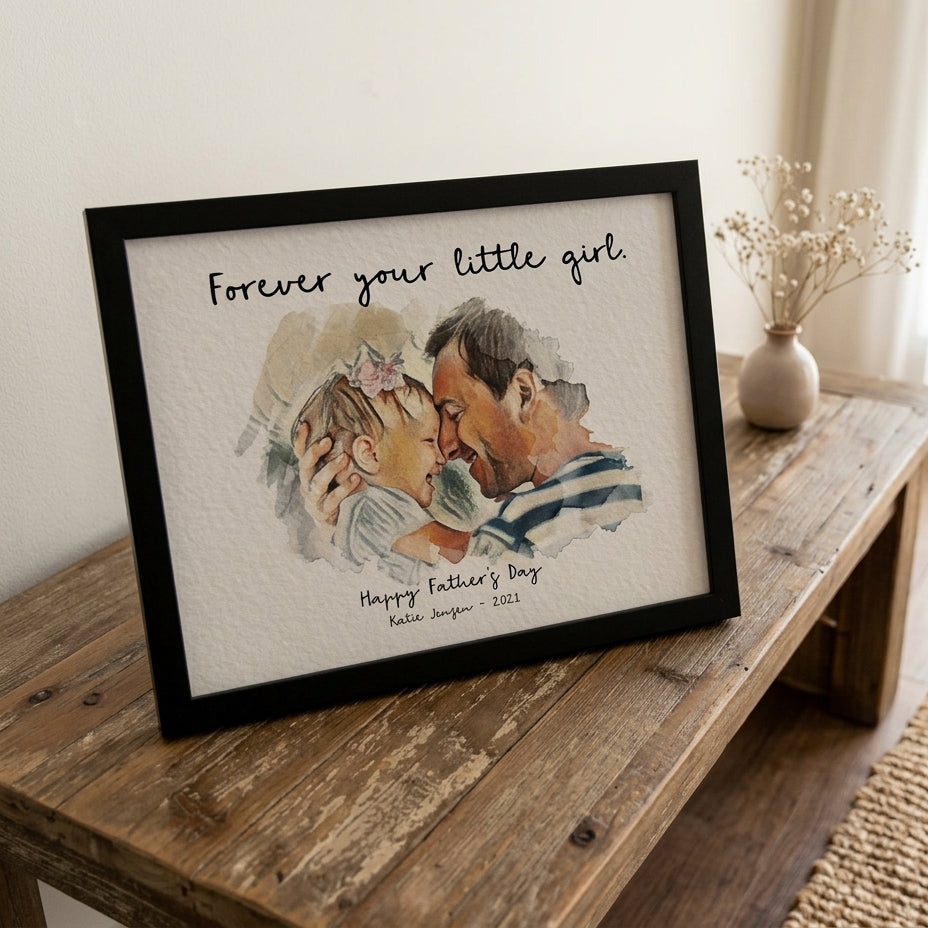 Custom Watercolor Photo Frame | Personalized Dad Gift Plaque