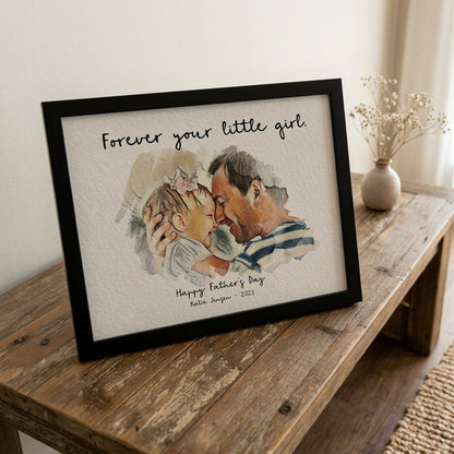 Custom Watercolor Photo Frame | Personalized Dad Gift Plaque