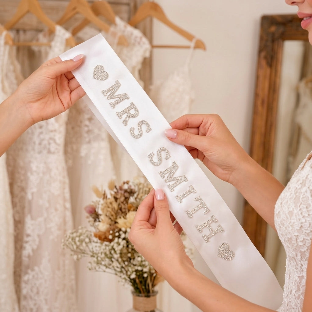 Personalized Bridal Sash | Custom Wedding Party Satin Sash