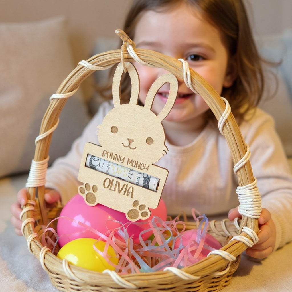 Personalisierter Osterhasen-Geldhalter | Osterkorbfüller | Osterkorbanhänger 
