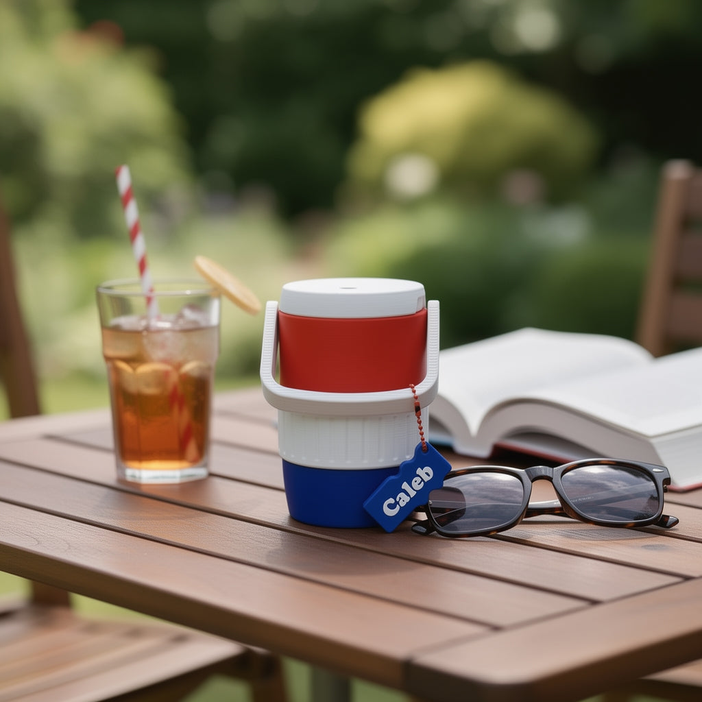 Mini Cooler Can Holder Set with Custom Name Opener Chain