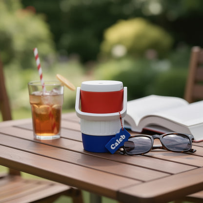Mini Cooler Can Holder Set with Custom Name Opener Chain
