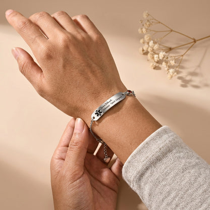 Personalized Medical Alert Bracelet for Women | Custom Birthstone ID Jewelry