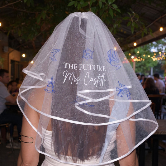 Voile personnalisé pour enterrement de vie de jeune fille | Cadeau idéal pour une fête prénuptiale sur le thème de la plage