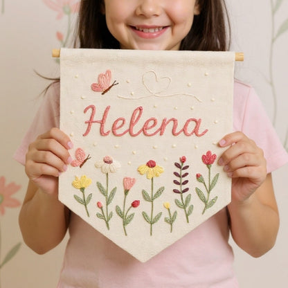 Personalized Floral Name Banner for Girl Nursery