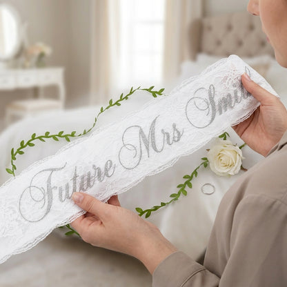Personalized Lace Satin Bridal Sash | Custom Wedding Party Sash