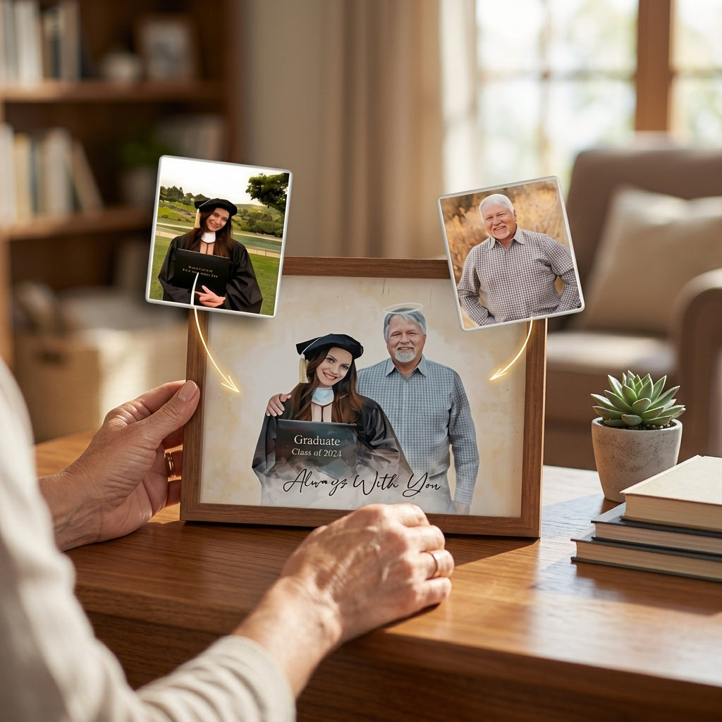 Custom Watercolor Photo Frame | Graduation Memorial Wood Plaque