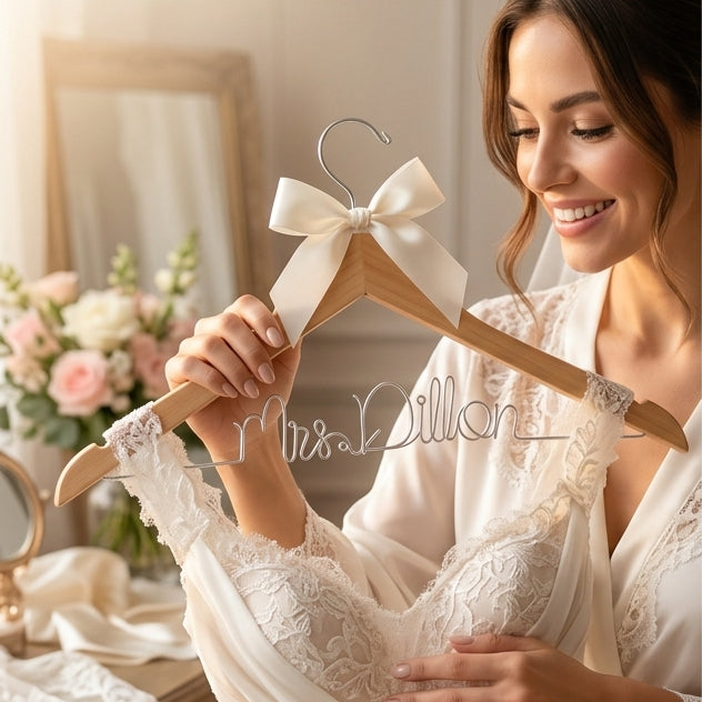 Personalized Bridal Hanger | Custom Wedding Dress Hanger with Name & Date
