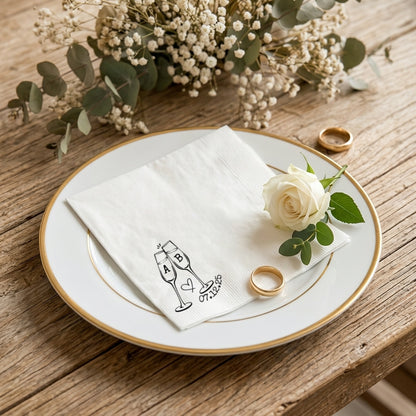 Personalized Wedding Cocktail Napkins with Initials & Date