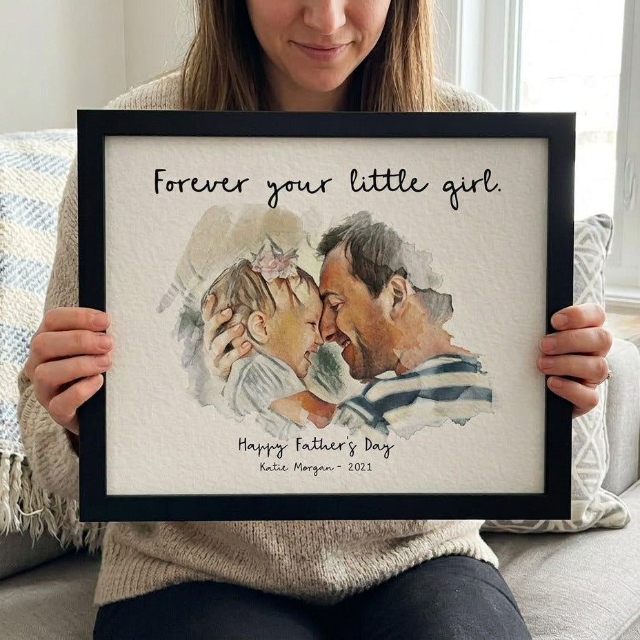 Custom Watercolor Photo Frame | Personalized Dad Gift Plaque