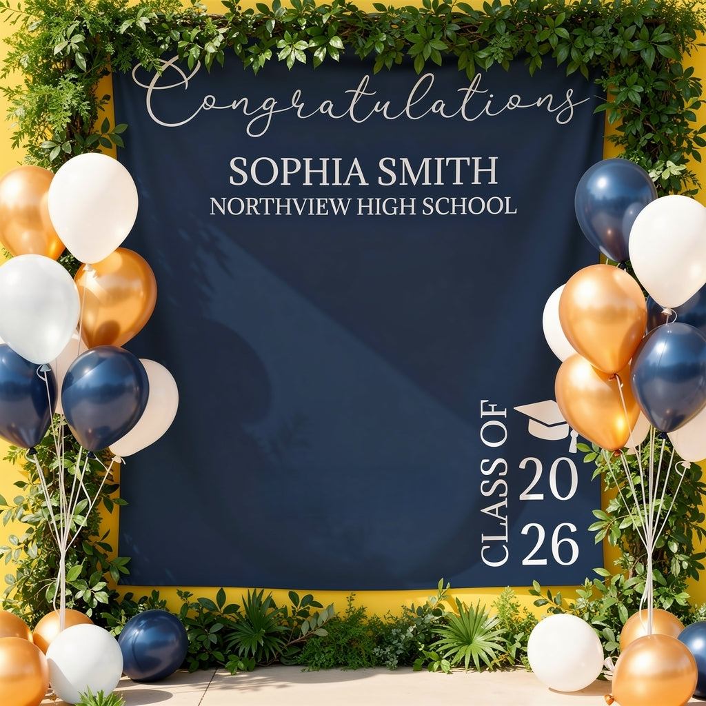 Personalized Graduation Backdrop 2026 | Custom Party Banner