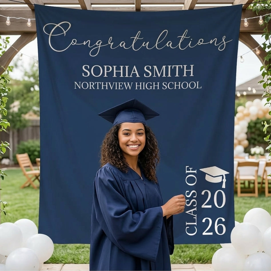 Personalized Graduation Backdrop 2026 | Custom Party Banner