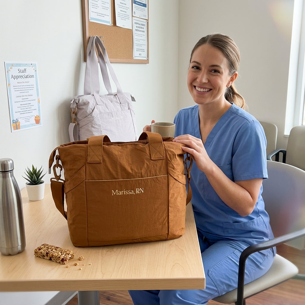 Custom Nurse Work Tote Bag | Personalized Laptop & Travel Bag