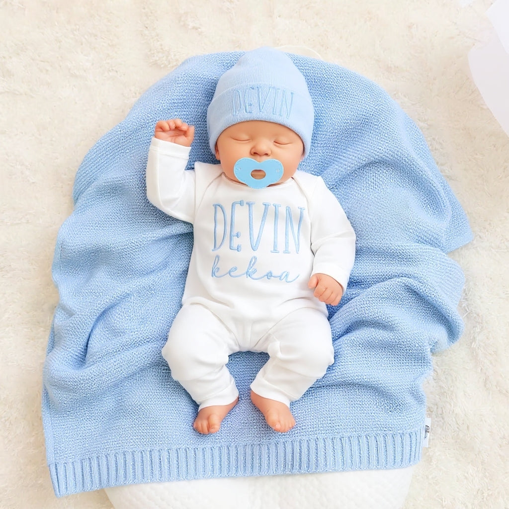 Personalized Baby Coming Home Outfit | Embroidered Name Romper