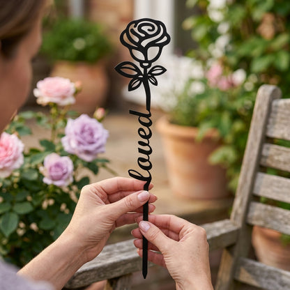 Custom Metal Rose Memorial Garden Stake – Loved Remembered Gift