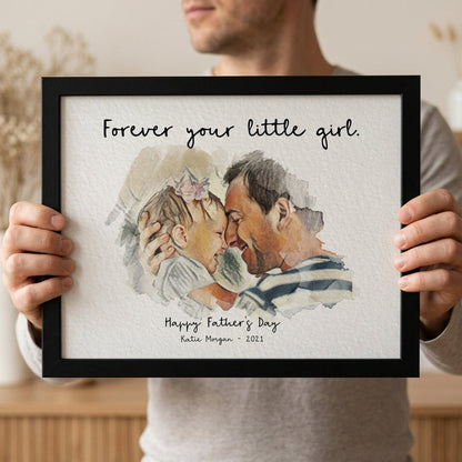 Custom Watercolor Photo Frame | Personalized Dad Gift Plaque