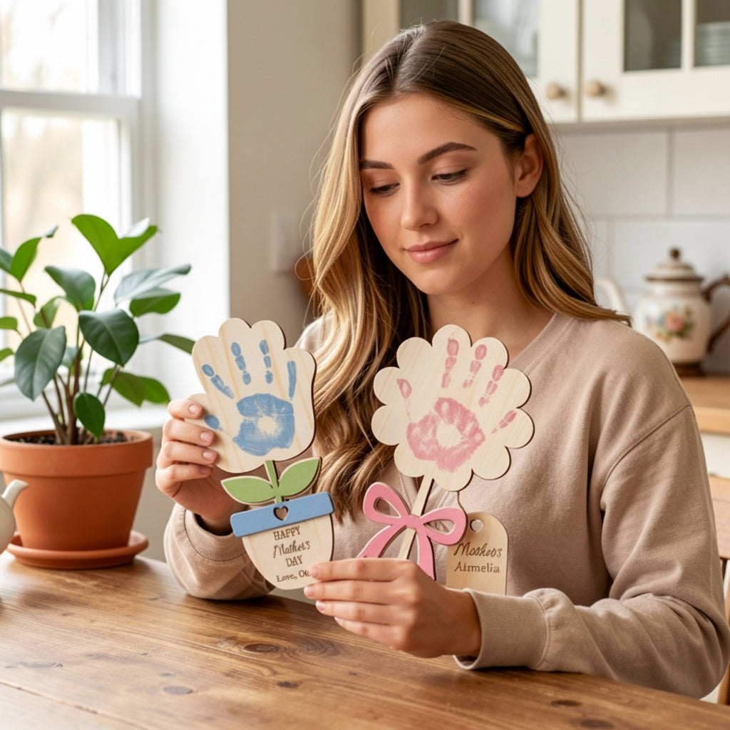 Personalized Handprint Flower Gift for Mom & Grandma
