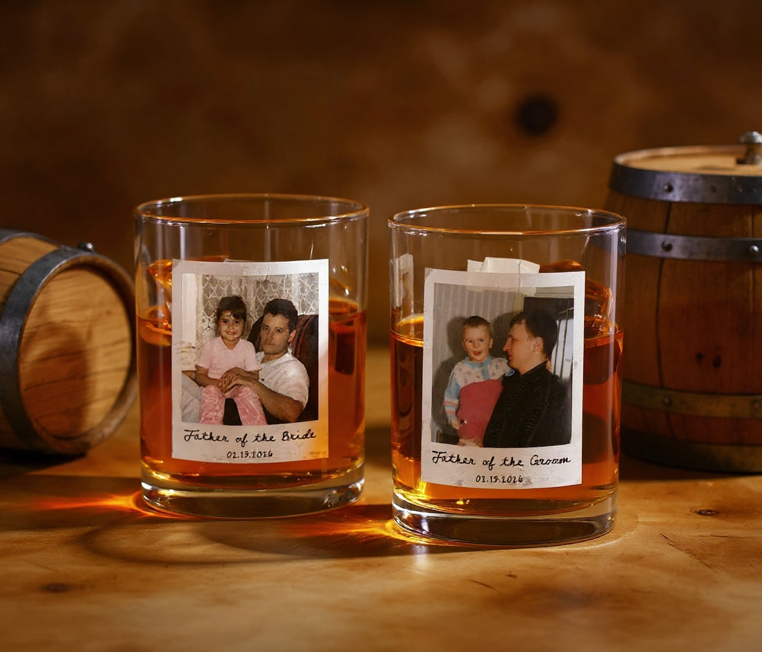 Personalized Whiskey Glass – Custom Photo & Text Gift for Him